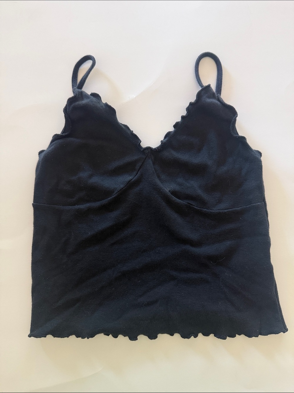 Brandy Melville Black Scalloped V-Neck Cami